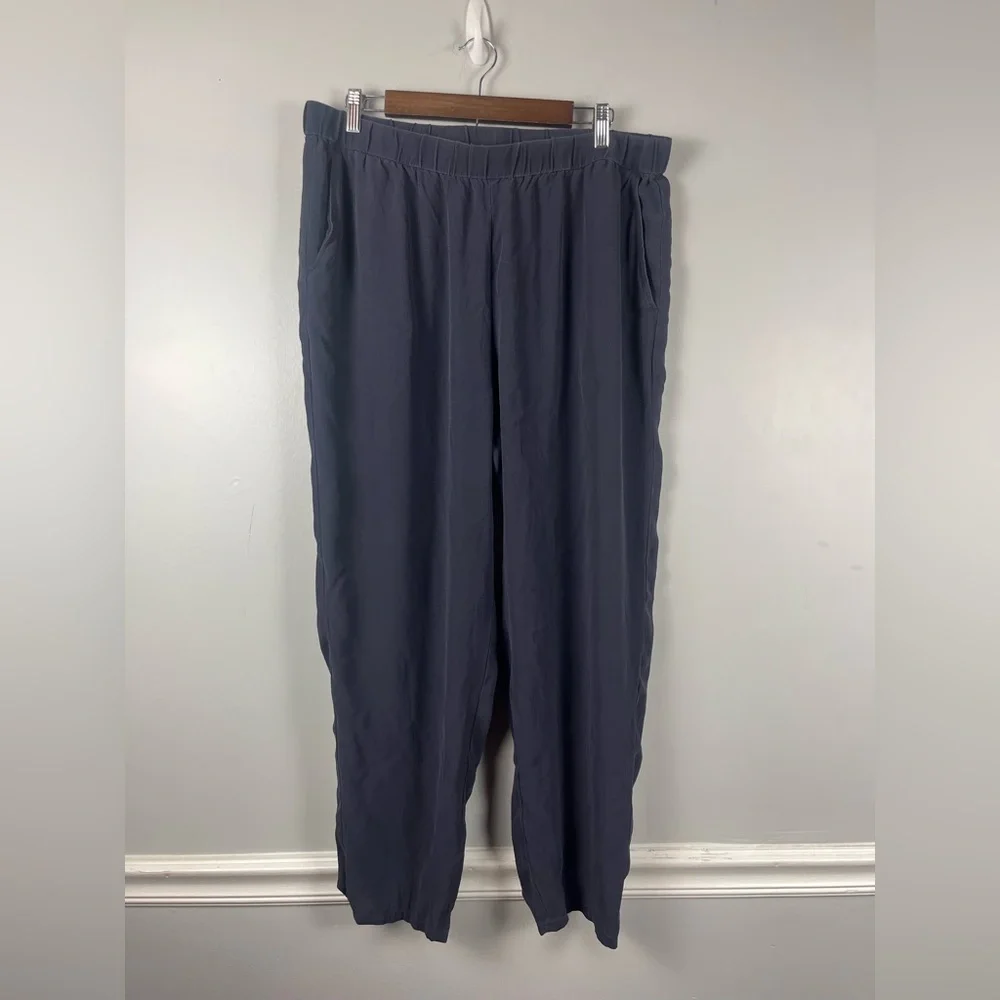 Eileen fisher Silk Georgette Crepe Tapered Pant in nocturne size XL - Picture 3 of 9